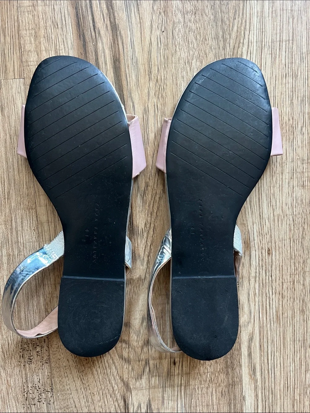 Zara Blush Pink Slide Sandals with Silver Accents Size 41 or 10